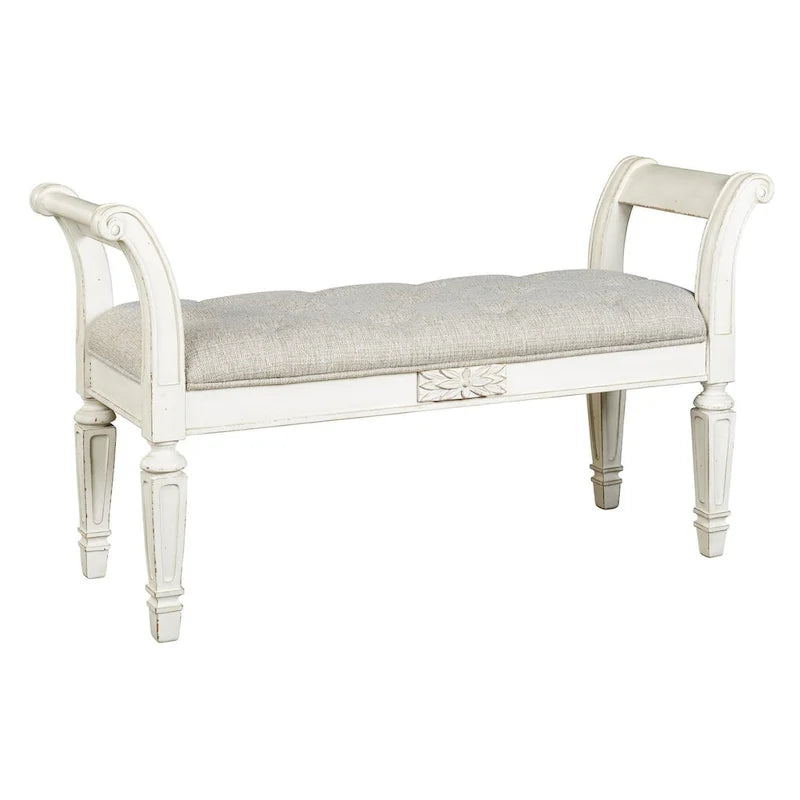 Banc d'appoint blanc antique décontracté de style vintage