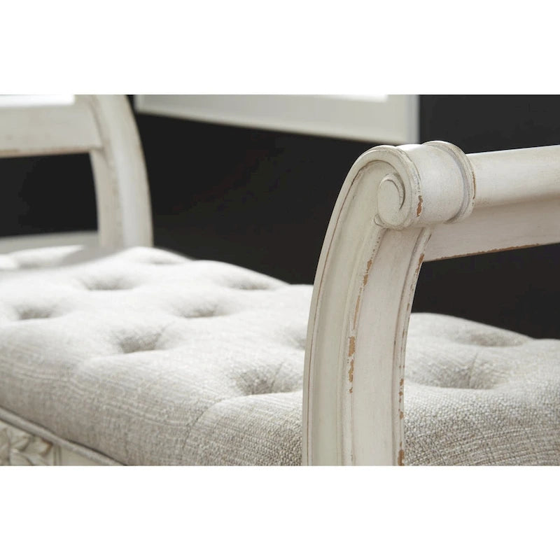 Banc d'appoint blanc antique décontracté de style vintage