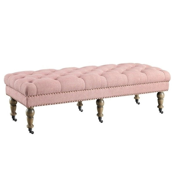 Banc capitonné rose Pereislav de 62 pouces