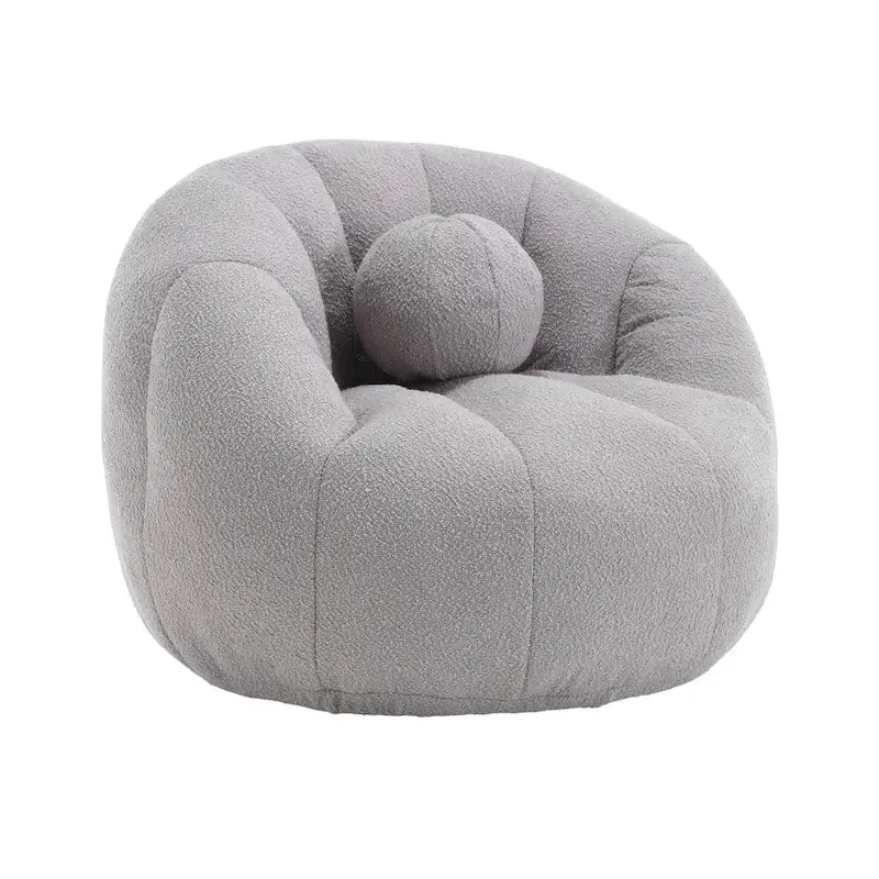 Fauteuil poire rond douillet et confortable en bouclette avec oreiller