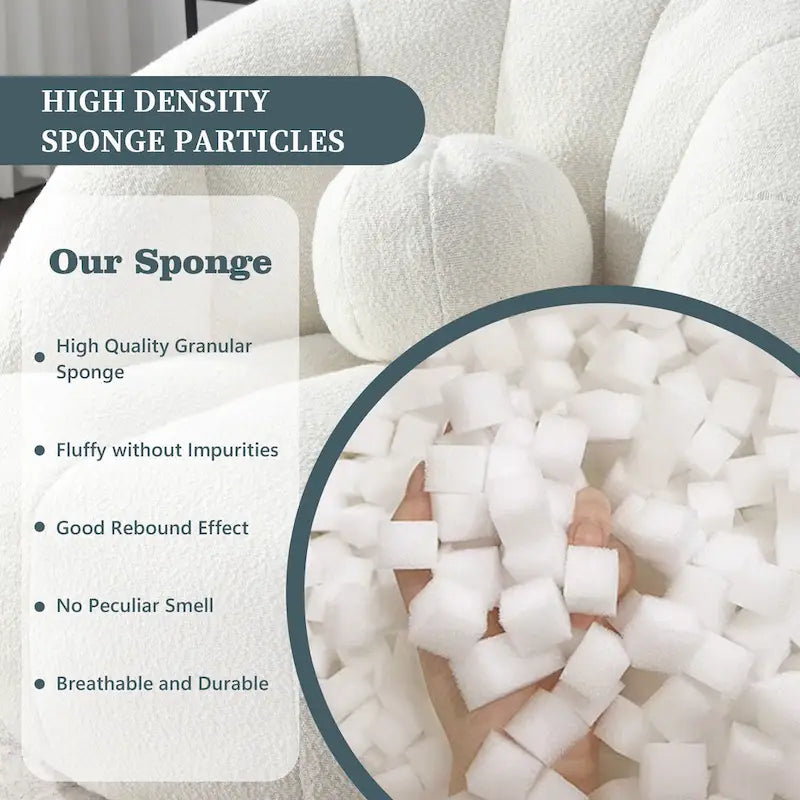 Fauteuil poire rond douillet et confortable en bouclette avec oreiller