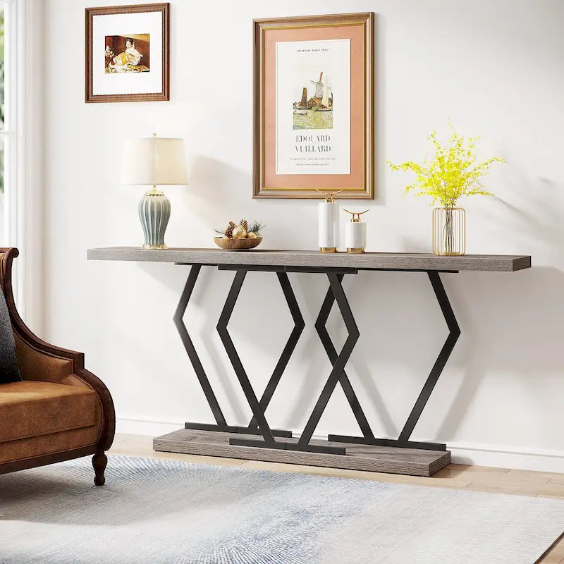 Console extra-longue de 180 cm, plateau en faux marbre, base et cadre dorés, pour salon, entrée, couloir