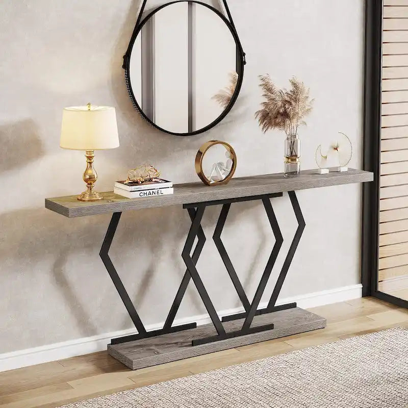 Console extra-longue de 180 cm, plateau en faux marbre, base et cadre dorés, pour salon, entrée, couloir