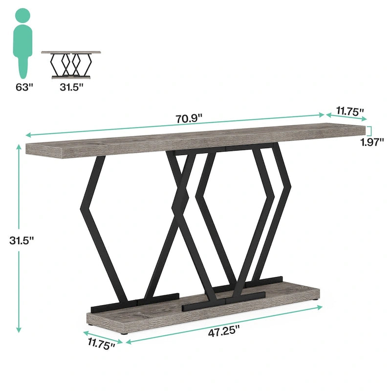 Console extra-longue de 180 cm, plateau en faux marbre, base et cadre dorés, pour salon, entrée, couloir