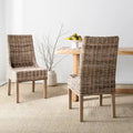 Chaises Charolette en osier brun d'intérieur à accoudoirs inclinés - 20 x 24 x 39 - 20L x 24P x 39H