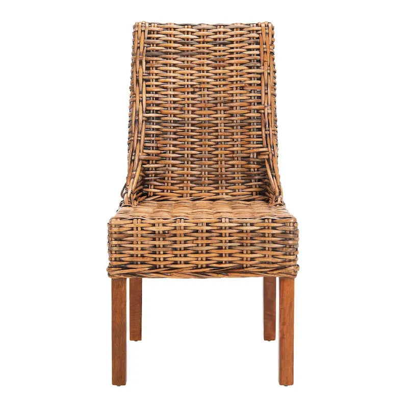 Chaises Charolette en osier brun d'intérieur à accoudoirs inclinés - 20 x 24 x 39 - 20L x 24P x 39H