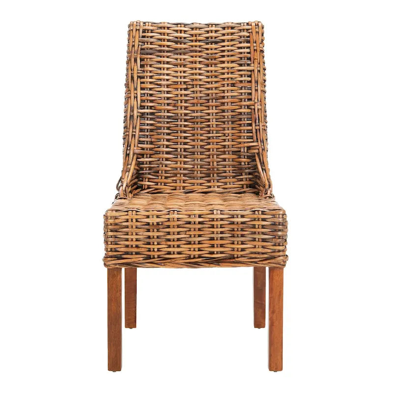 Chaises Charolette en osier brun d'intérieur à accoudoirs inclinés - 20 x 24 x 39 - 20L x 24P x 39H