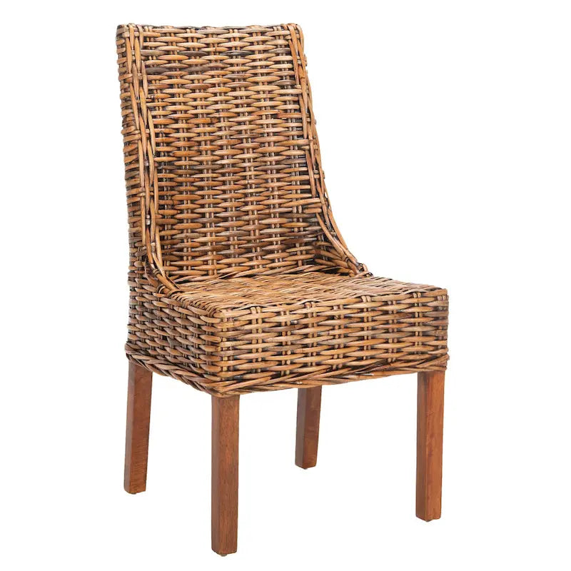 Chaises Charolette en osier brun d'intérieur à accoudoirs inclinés - 20 x 24 x 39 - 20L x 24P x 39H
