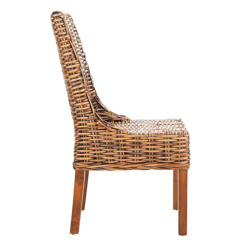 Chaises Charolette en osier brun d'intérieur à accoudoirs inclinés - 20 x 24 x 39 - 20L x 24P x 39H