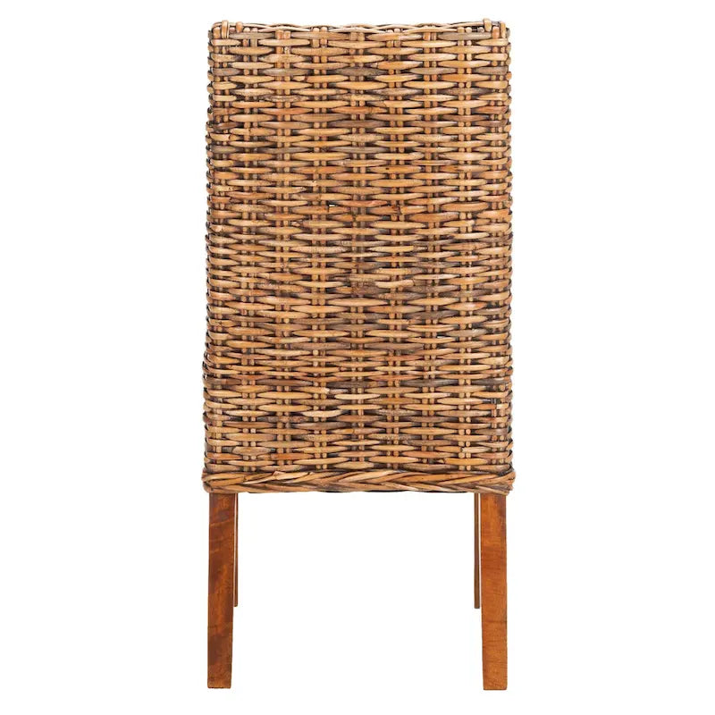 Chaises Charolette en osier brun d'intérieur à accoudoirs inclinés - 20 x 24 x 39 - 20L x 24P x 39H