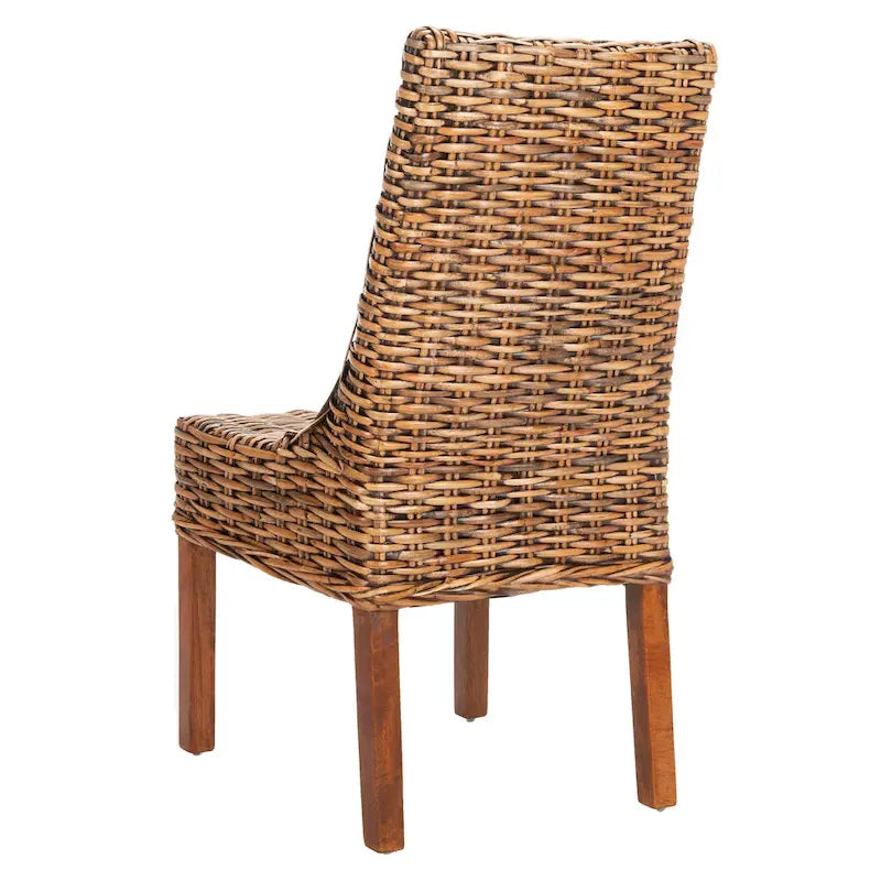 Chaises Charolette en osier brun d'intérieur à accoudoirs inclinés - 20 x 24 x 39 - 20L x 24P x 39H