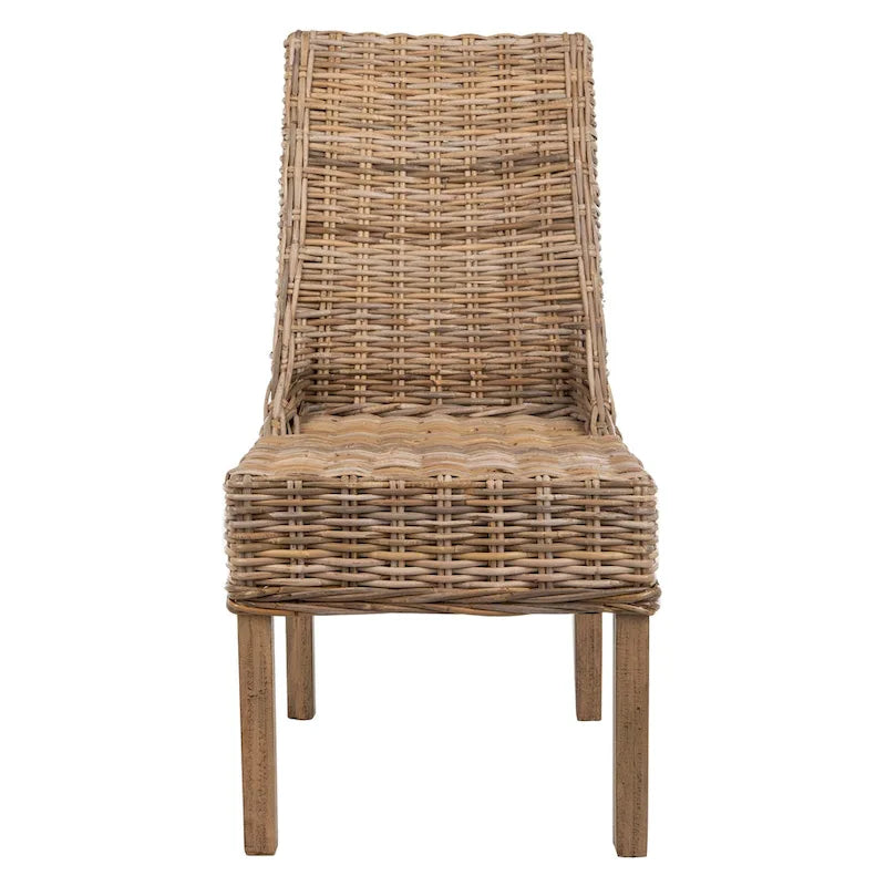 Chaises Charolette en osier brun d'intérieur à accoudoirs inclinés - 20 x 24 x 39 - 20L x 24P x 39H