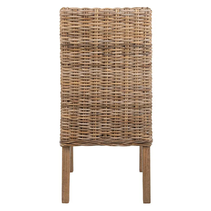 Chaises Charolette en osier brun d'intérieur à accoudoirs inclinés - 20 x 24 x 39 - 20L x 24P x 39H