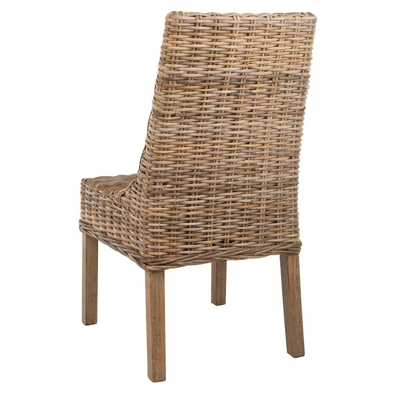 Chaises Charolette en osier brun d'intérieur à accoudoirs inclinés - 20 x 24 x 39 - 20L x 24P x 39H