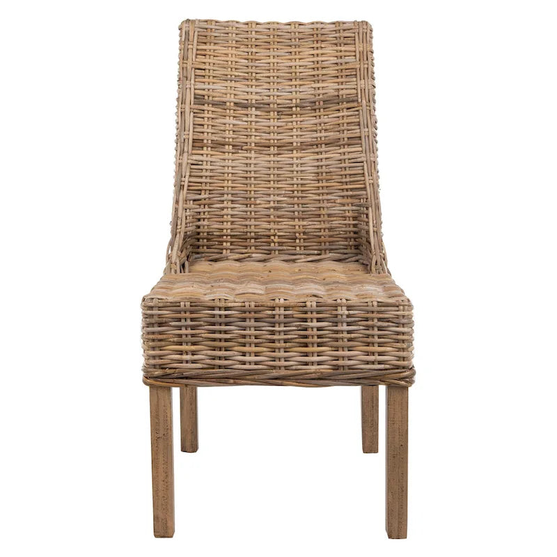 Chaises Charolette en osier brun d'intérieur à accoudoirs inclinés - 20 x 24 x 39 - 20L x 24P x 39H