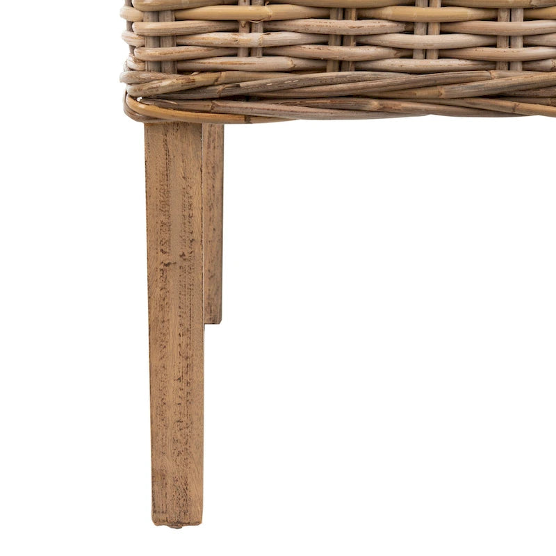 Chaises Charolette en osier brun d'intérieur à accoudoirs inclinés - 20 x 24 x 39 - 20L x 24P x 39H