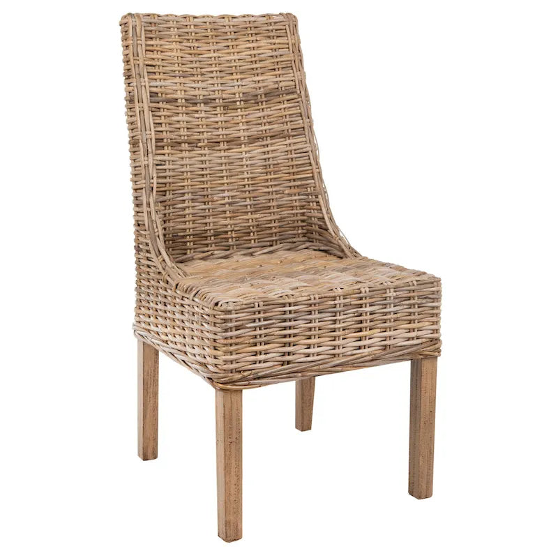 Chaises Charolette en osier brun d'intérieur à accoudoirs inclinés - 20 x 24 x 39 - 20L x 24P x 39H