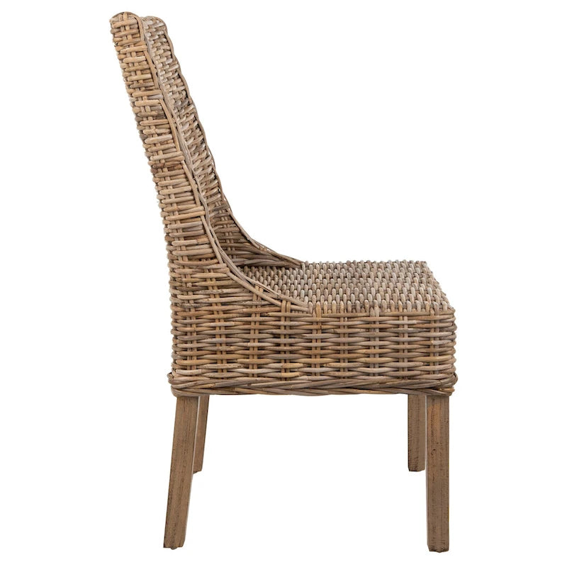 Chaises Charolette en osier brun d'intérieur à accoudoirs inclinés - 20 x 24 x 39 - 20L x 24P x 39H