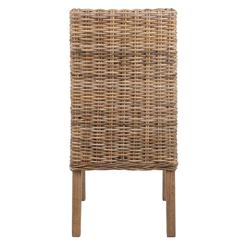 Chaises Charolette en osier brun d'intérieur à accoudoirs inclinés - 20 x 24 x 39 - 20L x 24P x 39H