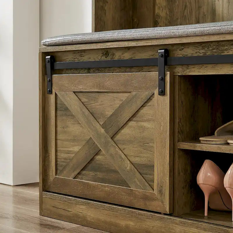 Meuble d'entrée avec porte-manteau, banc et tiroirs