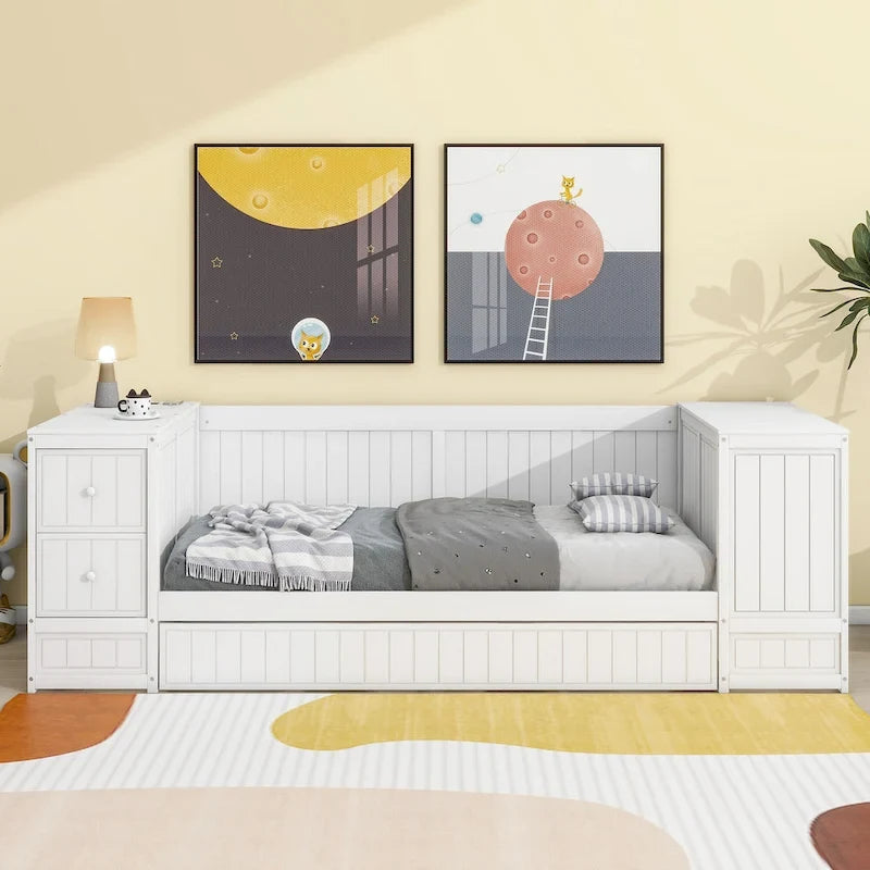 Lit de repos jumeau avec accoudoirs de rangement