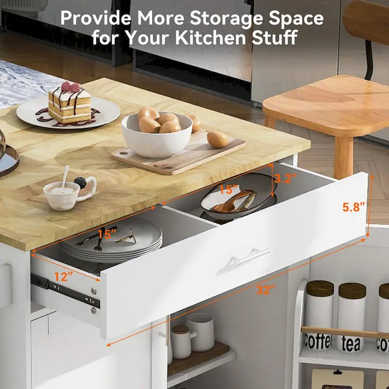 Un îlot de cuisine mobile avec rangements, étagères réglables, roulettes