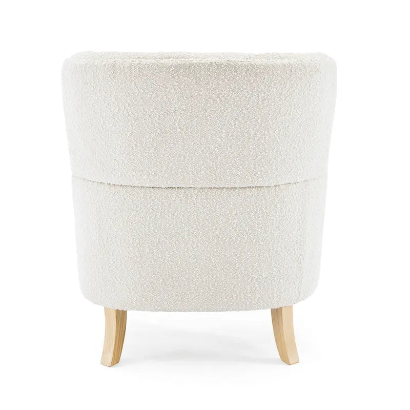 Fauteuil club clouté en bouclette amande
