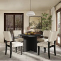 Table de salle à manger ronde avec pied central, table de cuisine avec 4 chaises de salle à manger rembourrées pour studio, appartement, petits espaces