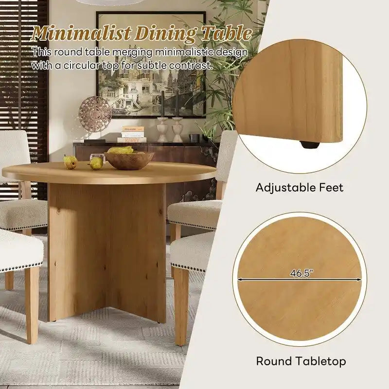 Table de salle à manger ronde avec pied central, table de cuisine avec 4 chaises de salle à manger rembourrées pour studio, appartement, petits espaces