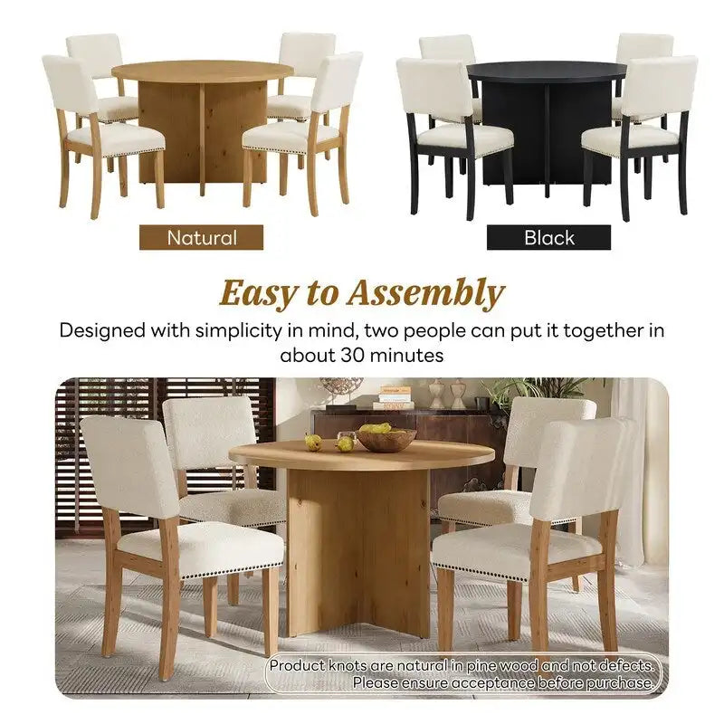 Table de salle à manger ronde avec pied central, table de cuisine avec 4 chaises de salle à manger rembourrées pour studio, appartement, petits espaces