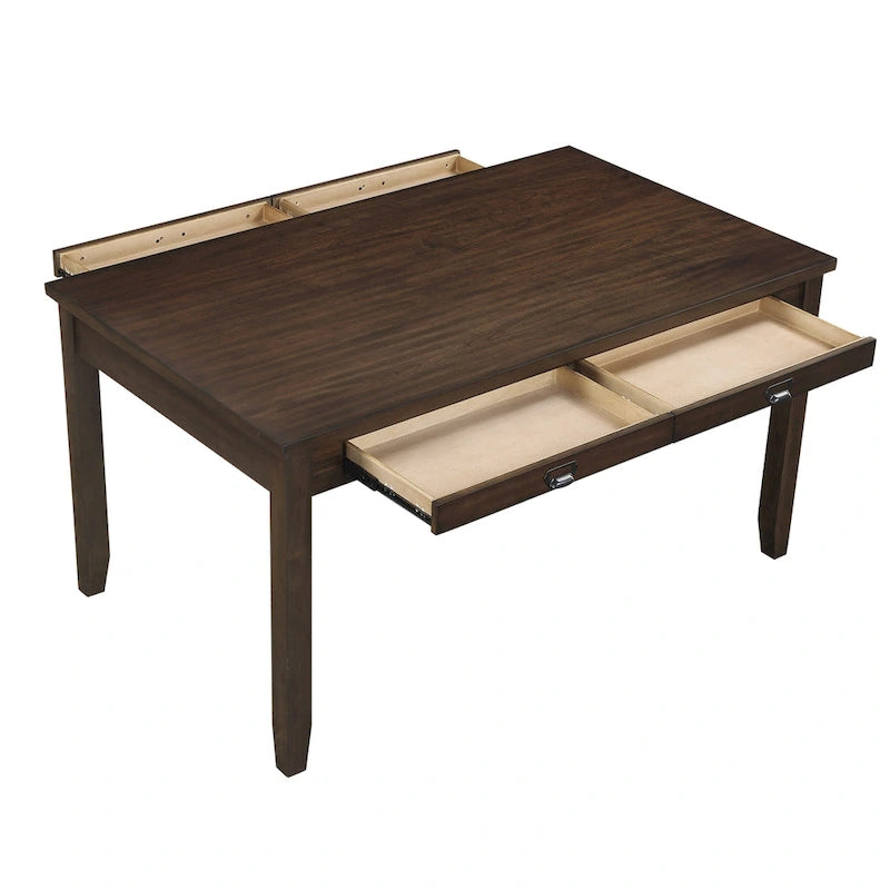Table de salle à manger rectangulaire de 60 pouces avec 2 tiroirs, en bois couleur cerisier